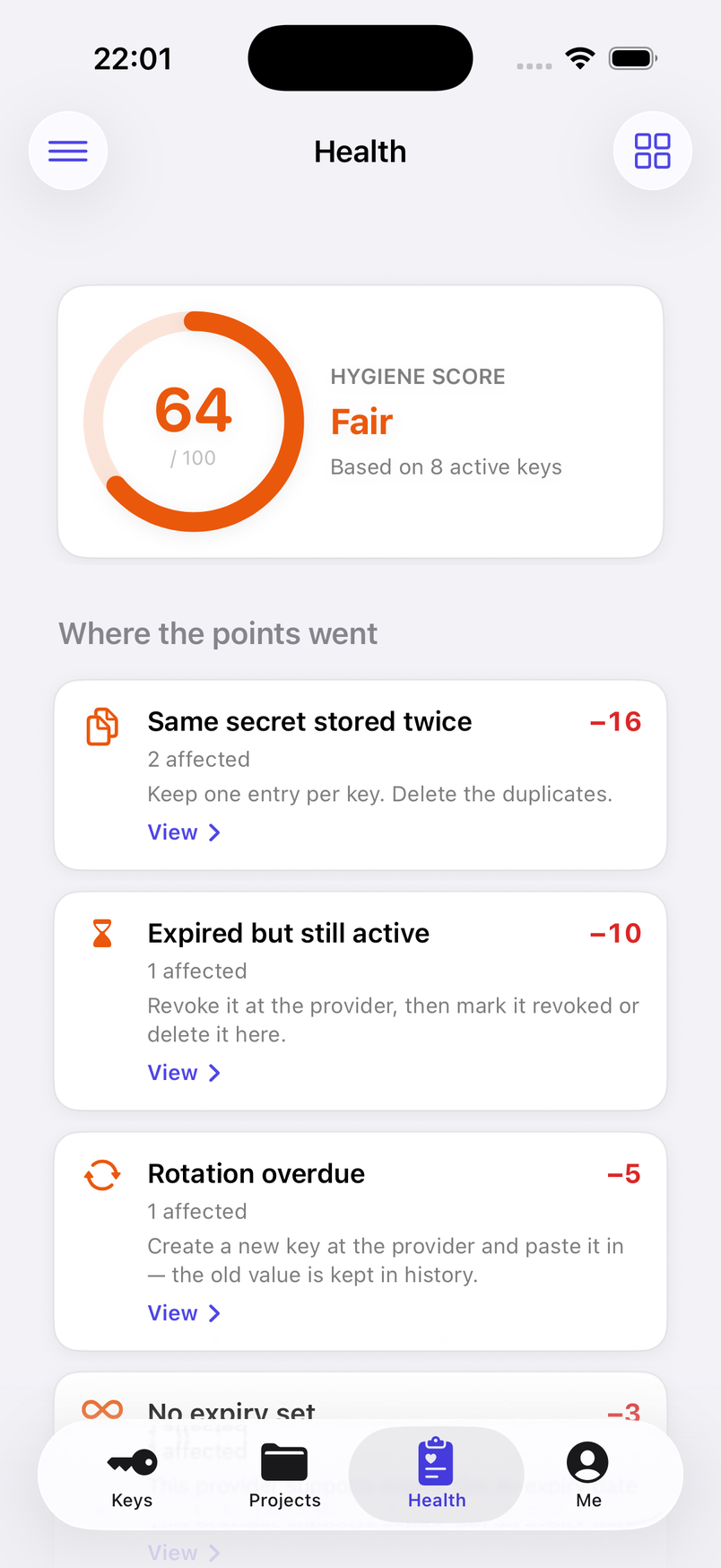 Hygiene score with every deduction listed